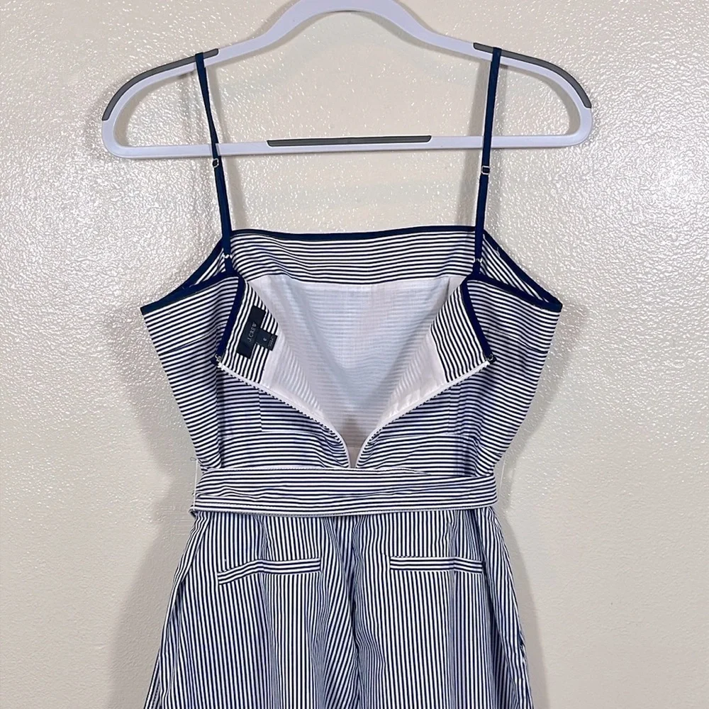 J. Crew Marseille Blue Pinstriped Striped Blue Jumpsuit with Belt size 6